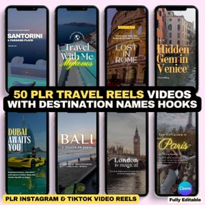 50 Reels de Viagem para Instagram: Modelos de Vídeos Editáveis do Canva (PLR)