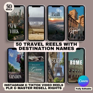 50 Instagram-sjablonen voor reisrollen: bestemmingsvideo's (MRR)