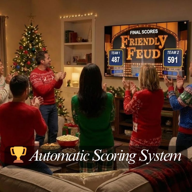 Friendly Feud Family Game Night, Editable Powerpoint Game Show with Auto Score, Party Games for Adults & Families image 9