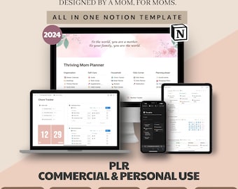 Modelo de planejador de vida Notion Mom: MRR PLR, personalizável e multifuncional