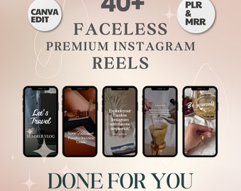 40+ Faceless Instagram Reels, Canva Editable (PLR & MRR)