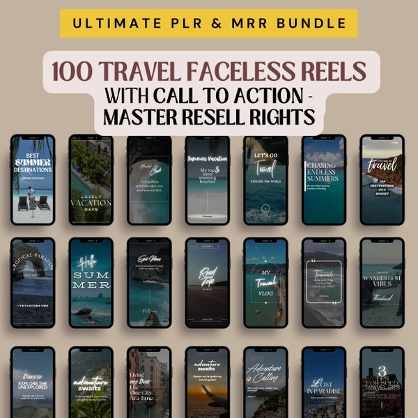 PLR Faceless Instagram Reels Master Resell Rights MRR Faceless Marketing Travel Influencer Branding Kit Instagram Template Sell On Etsy