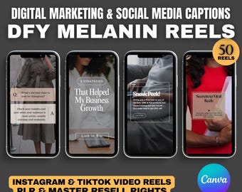 Melanin Digital Marketing Instagram Reels: Gesichtslose Schwarze Frauen Videos (PLR & MRR)