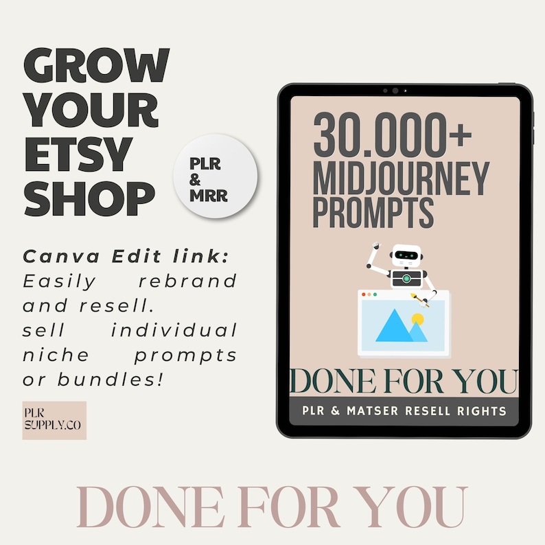Midjourney Prompts Bundle Master Resell Rights PLR Digital Products to Sell On Etsy, Prompts Midjourney Art for Etsy Sellers PLR AI Prompts image 10