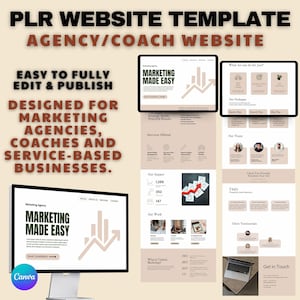PLR Canva Website Template Coach Website Design Digitales Marketing Website Template DFY Website Marketing Template