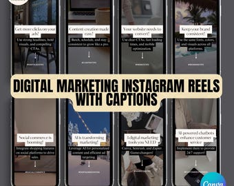 Digital Marketing PLR Instagram Reels: Faceless Canva Templates (MRR)