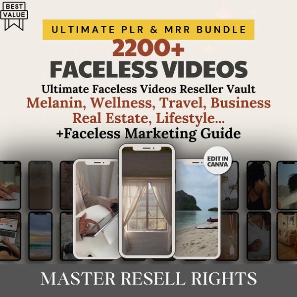 Faceless Reels Videos Master Resell Rights & PLR Faceless Marketing Guide MRR PLR Digital Products to Sell On Etsy Instagram Reels Videos