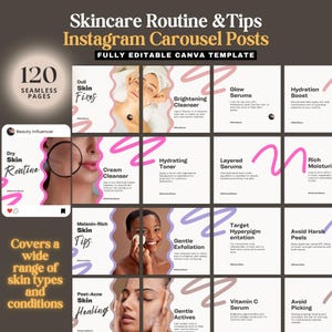 Skincare Instagram Template Beauty Carousel Posts Esthetician Templates Skin care Marketing Beauty Template Skincare Instagram Posts