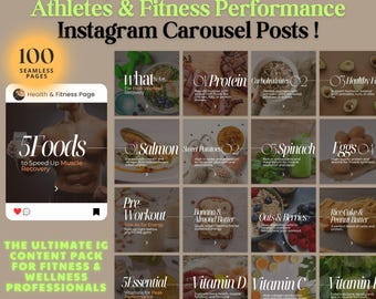 Publicaciones de carrusel de Instagram sobre salud y nutrición: Plantillas de Canva para nutricionistas de fitness
