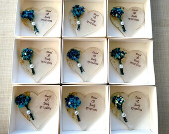 Personalized Magnet Favor for Guest, Wedding Favor for Guest, Epoxy Magnet With Box, Magnet With Dry Flower, Islamic Gift, Bridal Gift