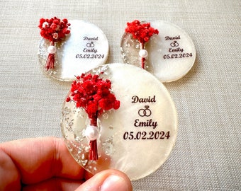 Wedding Favors, Magnet Set, Engagement Gift,  Custom Fridge Magnets, Wedding Guest Gifts, Flower Magnet Favor for Guest, Baby Shower