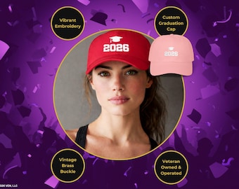 Gorra bordada de la Clase 2026, regalo ajustable, texto personalizado y diseño de graduado