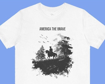 Camiseta patriótica "América la Valiente" - Diseño de tatuaje de la Guerra de la Independencia / Opción de texto personalizado / Sin tatuajes