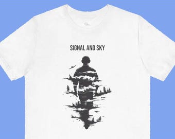 Camiseta patriótica Signal and Sky: diseño de tatuaje de operador de radio y avión de la Segunda Guerra Mundial / Texto personalizado / Sin tatuajes