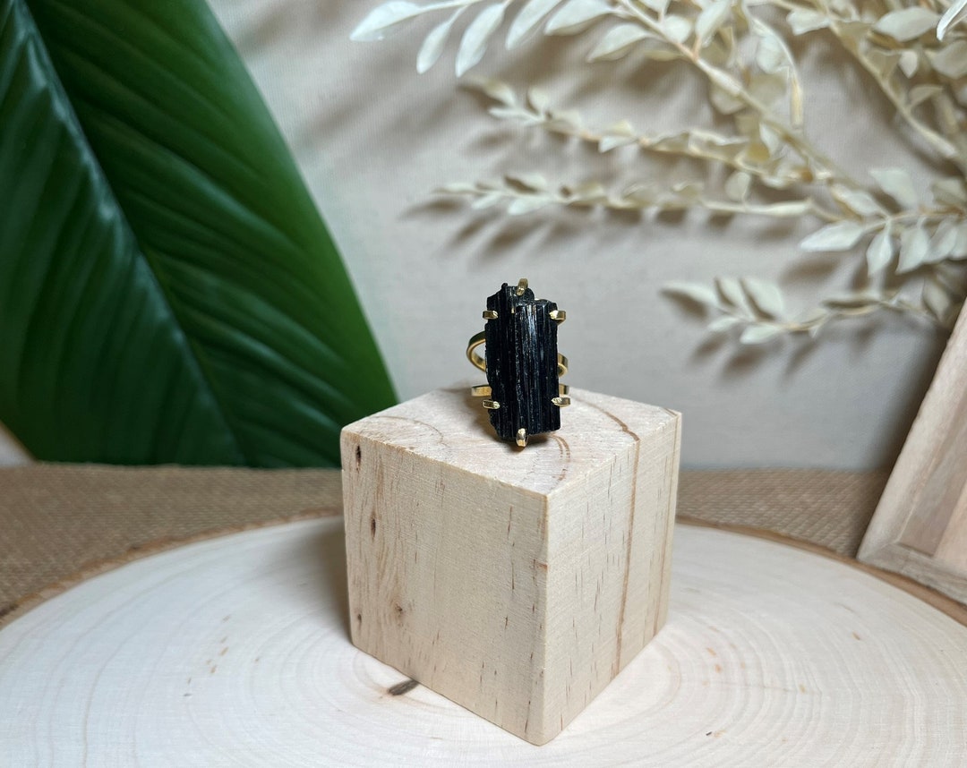 Black Tourmaline Statement Ring - Etsy