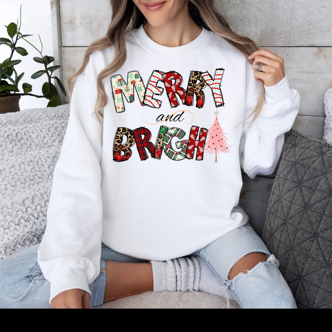Merry And Bright Sweatshirt
 Merry and Bright Sweatshirt Merry Christmas Sweatshirt Merry Etsy