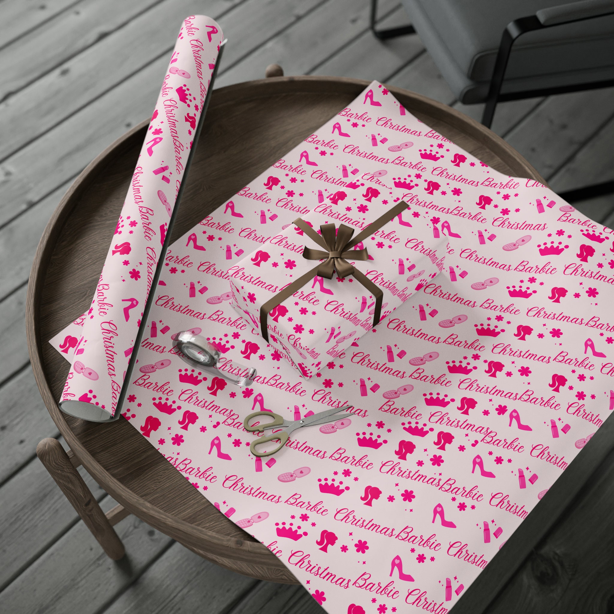 Barbie Pink Christmas Wrapping Paper sold by Peach Australia Perch | SKU 93622530 | Printerval