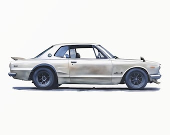 Klassieke JDM-stijl sport coupé autoprint - C10-stijl Japans - schattig en klassiek - minimalistische peuterkunst - digitale download - 0041