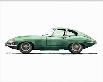 Green Classic European Sports Car Watercolor - cute and classic - Nursery Decor - Minimalist Toddler Art - Digital Download - 0010