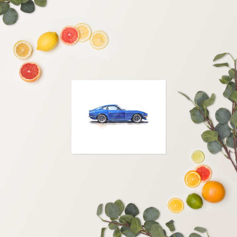 Dark Blue Japanese Sports Car Print Legendary Wangan Hero Cute and