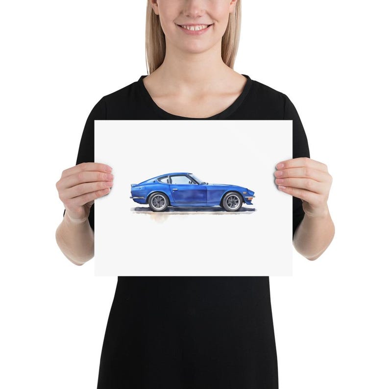 Dark Blue Japanese Sports Car Print Legendary Wangan Hero Cute and