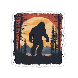 Retro Sasquatch Sticker | Vintage Looking Bigfoot Decal for Laptops, Water Bottles, Cars, & More | Outdoorsman Gift