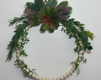 Wooden Bead Wreath 10”