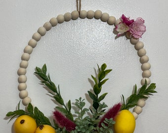 Wooden Bead Wreath 10"