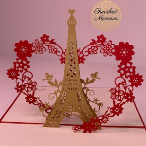Carte pop-up Paris Love 3D • Toutes les occasions • anniversaire • proposition de mariage • anniversaire • romance • merci • carte pense à vous • je t'aime