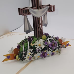 Carte pop-up 3D Il est ressuscité • Carte de voeux Christ • Cartes spéciales Cadeau carte pop-up 3D de Pâques