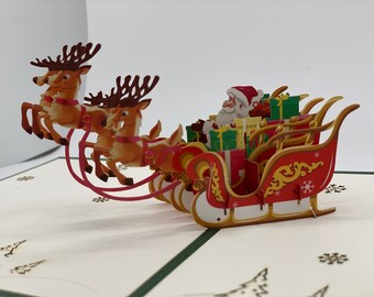 Santa Sleigh Gifts Pop up 3D Card Xmas Christmas Card Special Holiday ...
