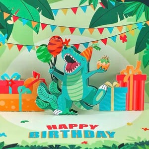 Carte pop-up 3D dinosaure joyeux anniversaire cartes-cadeaux spéciales d'anniversaire • fête d'anniversaire dinosaure • thème dinosaures