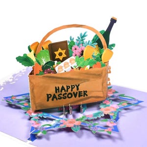 Carte-cadeau pop-up Joyeuse Pâque • Carte pop-up 3D Pessah • Bénédiction de la Pâque • Carte de voeux pop-up 3D