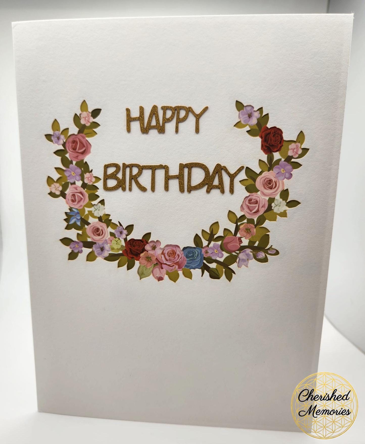 Happy Birthday 3D Pop up Card • Floral/gold - Etsy