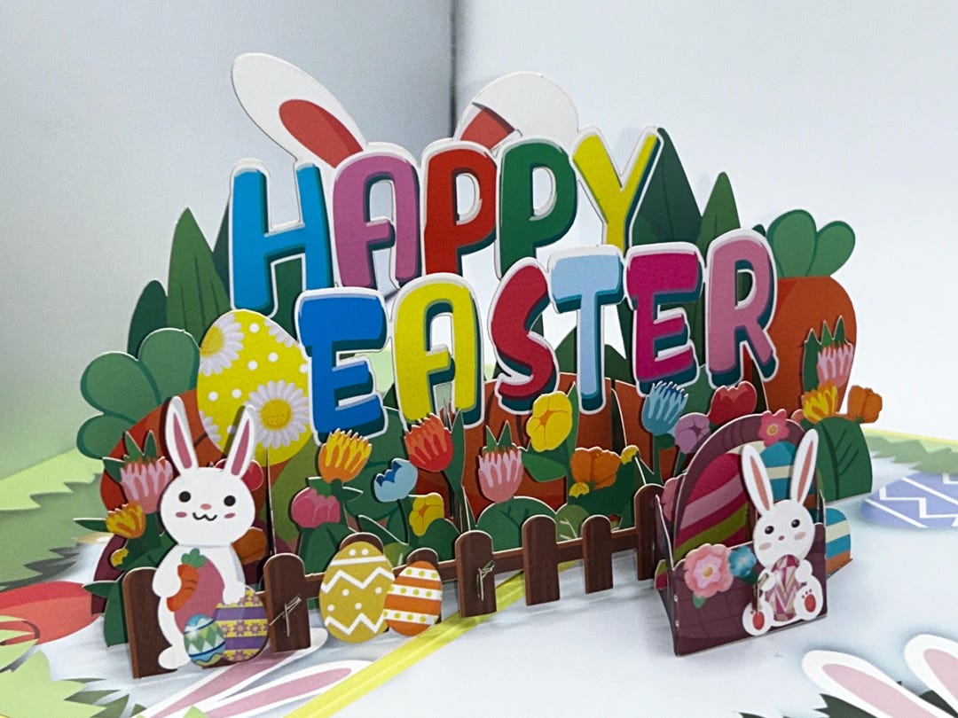 3D Easter Pop up Card • Bunny & Eggs - Etsy