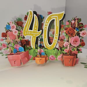Numeri floreali/oro 60 50 40 30 • Numero 3D pop up card • Buon compleanno • Buon anniversario 3D pop up card • speciali biglietti di compleanno 3D