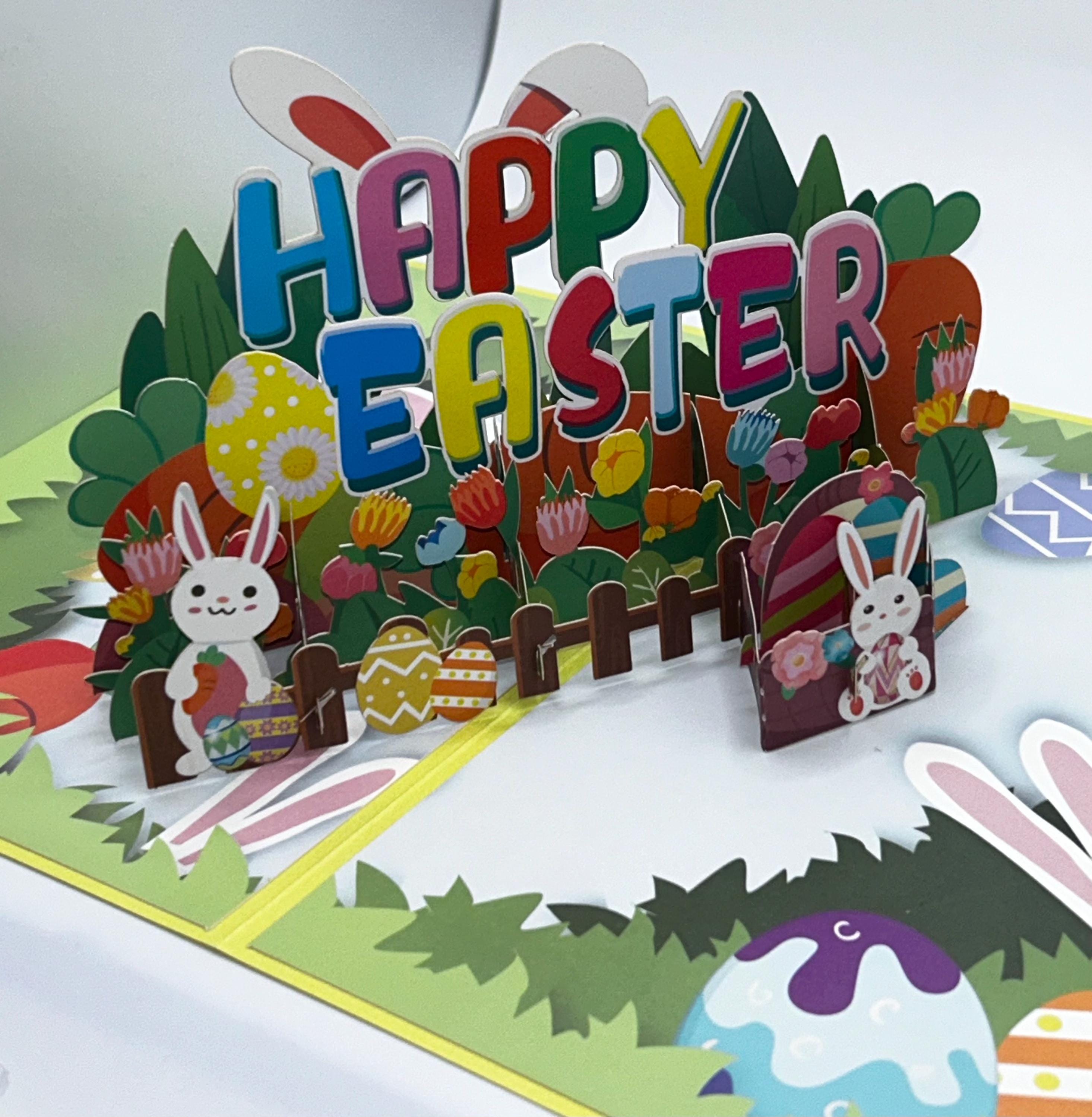 3D Easter Pop up Card • Bunny & Eggs - Etsy