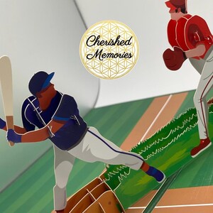 Carte pop-up baseball 3D • Carte pop-up baseball 3D • Carte pop-up sport • Thème baseball