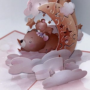Carte pop-up 3D pour bébé • Carte pour bébé 3D avec ours en peluche de félicitations • Carte pour bébé ours • Cartes pour baby shower • Cartes de bienvenue pour bébé • Cadeau pour un jour spécial
