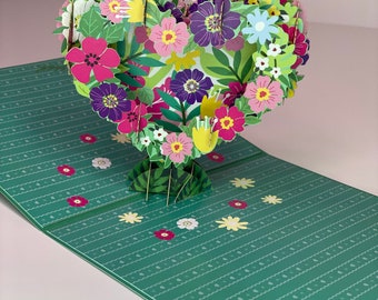 Thank you pop up 3D card special cards • thank you floral heart pop up card • any occasion card