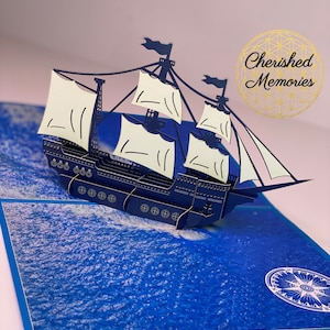 Set Sail ship travel 3D pop up Any occasion • birthday • thank you • thinking of you cards