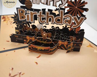 Tarjeta emergente 3D de feliz cumpleaños