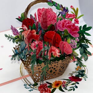 Mazzo di fiori 3D pop-up card • biglietto di compleanno • qualsiasi occasione • congratulazioni • biglietti di pronta guarigione • grazie • biglietto cesto di fiori
