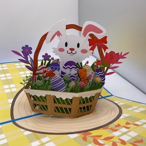 Vrolijk Pasen 3D pop-upkaart • Vrolijk paasmandje • speciale kaarten Paaskaart cadeau