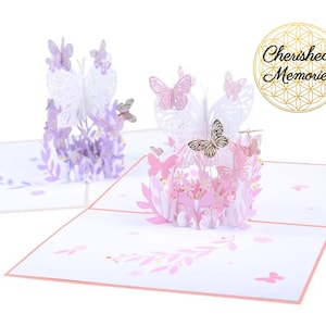 Fleurs papillon 3D pop-up • Cartes pour toutes les occasions • joyeux anniversaire • merci • carte je t'aime