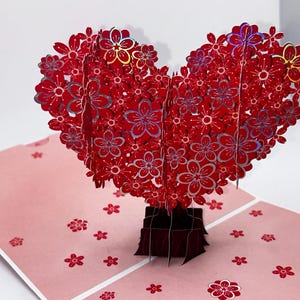 Regalo romántico • Tarjeta 3D para el día de San Valentín • Tarjeta 3D desplegable con la frase "Te amo", tarjetas especiales • Tarjeta desplegable con forma de corazón con flores "Te amo" • Tarjeta para cualquier ocasión