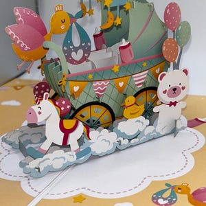 Carte pop-up 3D baby shower • carte bébé garçon • carte pop-up 3D bébé fille • carte pop-up cadeau nouveau-né