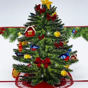 Cartes de joyeux Noël • Carte de Noël pop-up 3D • Carte de sapin de Noël