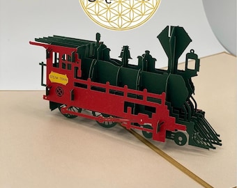 Tarjeta desplegable 3D de tren • Tarjeta de regalo especial de cumpleaños