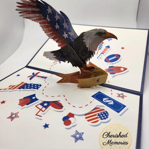Carte pop-up 3D Joyeux jour de l'indépendance • Carte pop-up 3D des États-Unis d'Amérique • Patriote des États-Unis • Fête des patriotes des États-Unis • Memorial Day